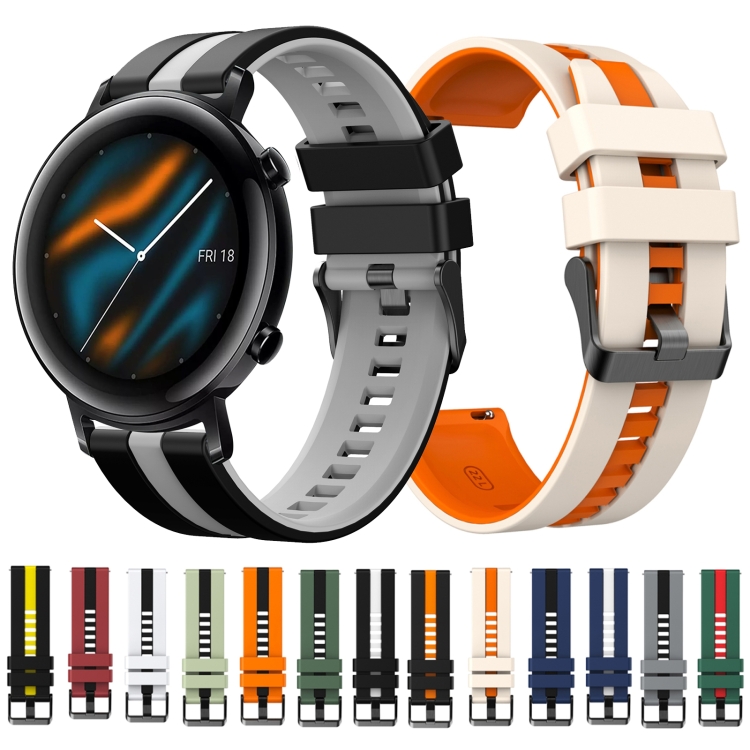 For Huawei Watch GT2 42mm 20mm Two Color Sports Silicone Watch