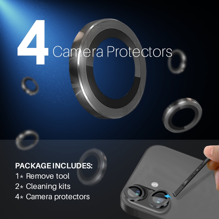 For iPhone 16 / 16 Plus NORTHJO 2 Sets 4pcs Camera Lens Protector Cover Metal Ring Film(Black) For iPhone 16 / 16 Plus NORTHJO 2 Sets 4pcs Camera Lens Protector Cover Metal Ring Film(Black)