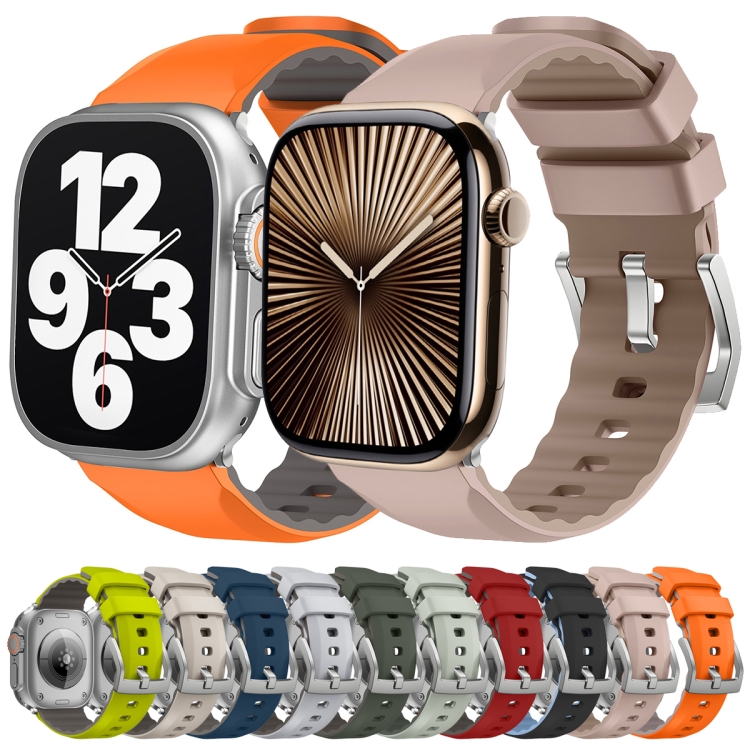 Apple Watch Series 10 42mm ツーカラーシリコンウォッチバンド(抹茶 