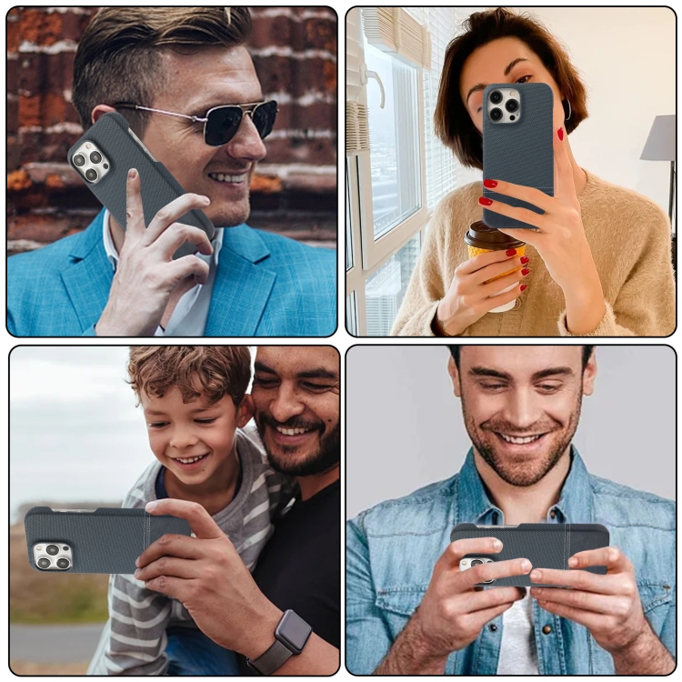 For iPhone 14 Stitching Cloth PU Shockproof Phone Case(Dark Blue) - 6