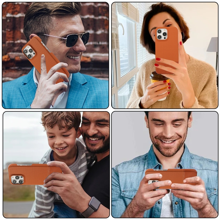 For iPhone 16 Stitching Cloth PU Shockproof Phone Case(Brown) For iPhone 16 Stitching Cloth PU Shockproof Phone Case(Brown)