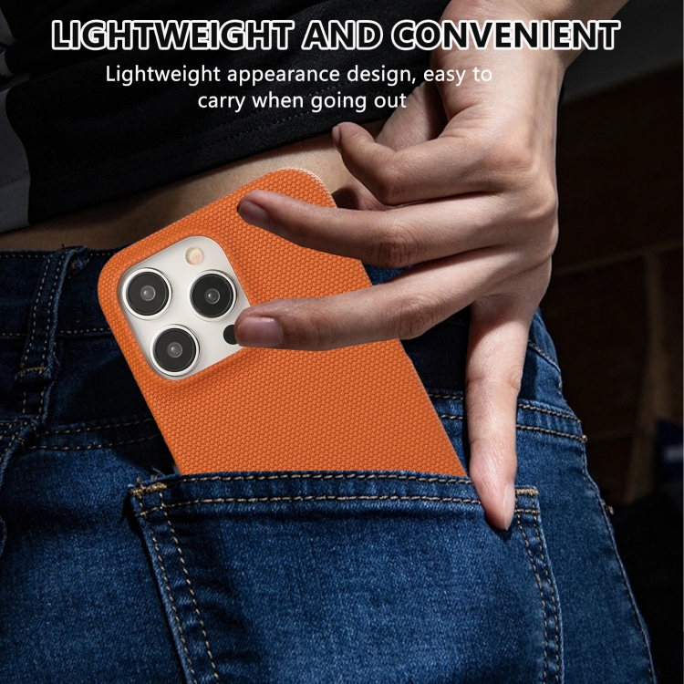 For iPhone 16 Stitching Cloth PU Shockproof Phone Case(Brown) For iPhone 16 Stitching Cloth PU Shockproof Phone Case(Brown)