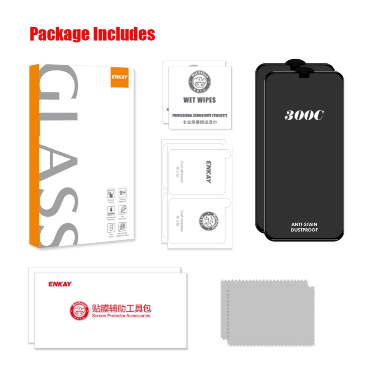 For iPhone 12 / 12 Pro 2pcs ENKAY 300C Super Large Arc Full Coverage High Aluminum-silicon Tempered Glass Film For iPhone 12 / 12 Pro 2pcs ENKAY 300C Super Large Arc Full Coverage High Aluminum-silicon Tempered Glass Film