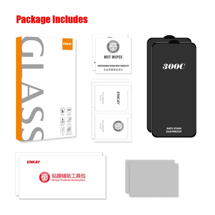 For iPhone 16 Pro 2pcs ENKAY 300C Super Large Arc Full Coverage High Aluminum-silicon Tempered Glass Film For iPhone 16 Pro 2pcs ENKAY 300C Super Large Arc Full Coverage High Aluminum-silicon Tempered Glass Film