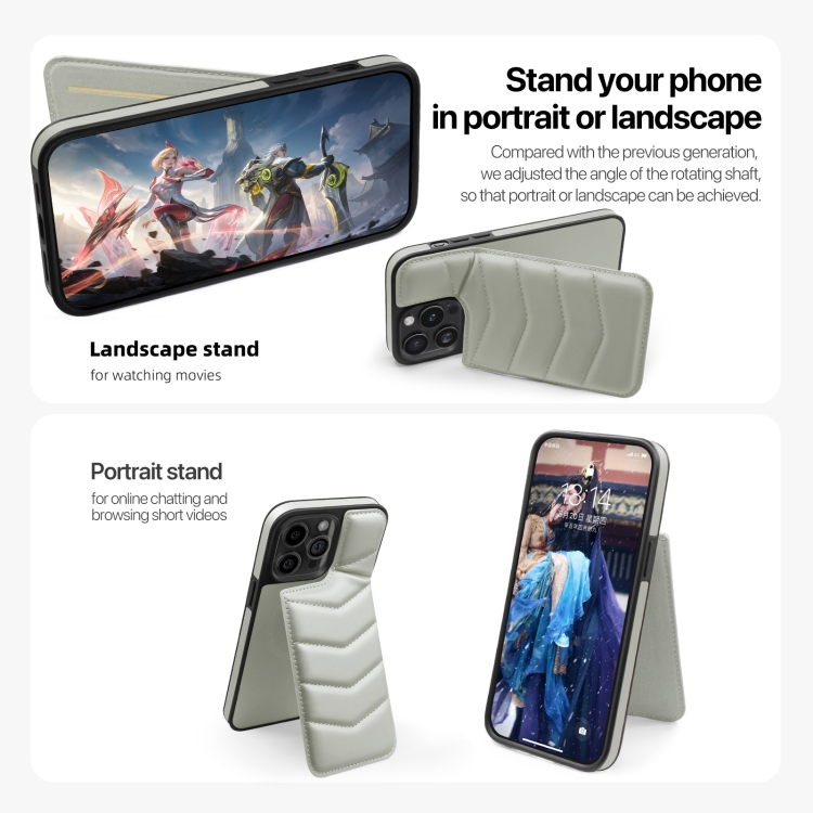 For iPhone 15 Plus Down Jacket Card Bag Holder MagSafe Phone Case(Grey) For iPhone 15 Plus Down Jacket Card Bag Holder MagSafe Phone Case(Grey)