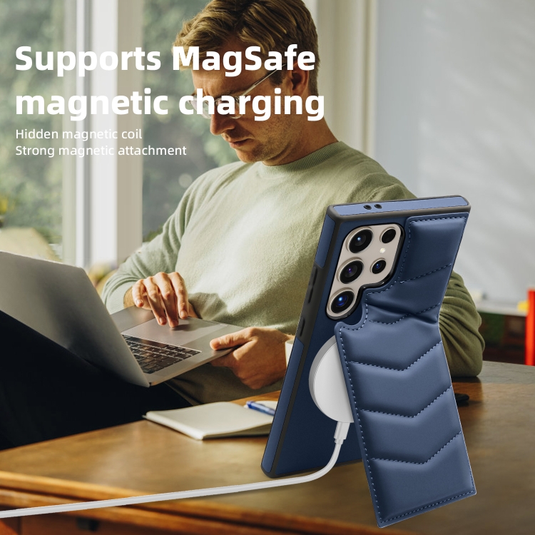 For Samsung Galaxy S22+ 5G Down Jacket Card Bag Holder MagSafe Phone Case(Royal Blue) For Samsung Galaxy S22+ 5G Down Jacket Card Bag Holder MagSafe Phone Case(Royal Blue)