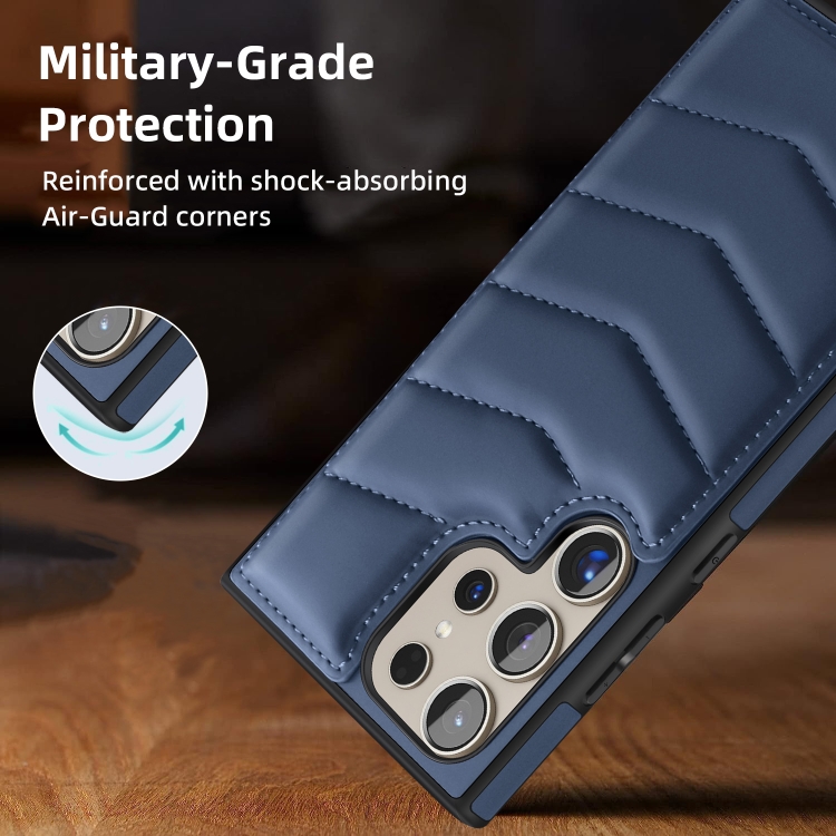For Samsung Galaxy S22+ 5G Down Jacket Card Bag Holder MagSafe Phone Case(Royal Blue) For Samsung Galaxy S22+ 5G Down Jacket Card Bag Holder MagSafe Phone Case(Royal Blue)