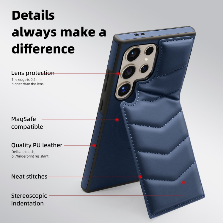 For Samsung Galaxy S22+ 5G Down Jacket Card Bag Holder MagSafe Phone Case(Royal Blue) For Samsung Galaxy S22+ 5G Down Jacket Card Bag Holder MagSafe Phone Case(Royal Blue)