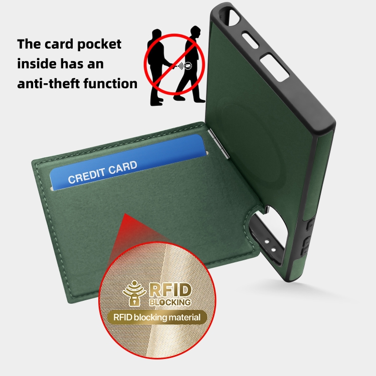 For Samsung Galaxy S23 Ultra 5G Down Jacket Card Bag Holder MagSafe Phone Case(Dark Green) For Samsung Galaxy S23 Ultra 5G Down Jacket Card Bag Holder MagSafe Phone Case(Dark Green)