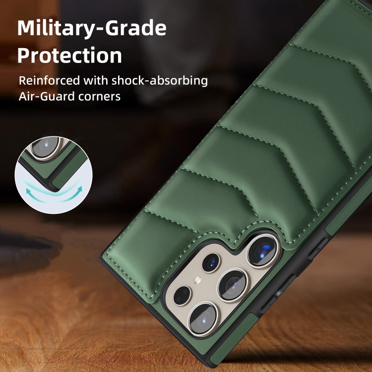 For Samsung Galaxy S23 Ultra 5G Down Jacket Card Bag Holder MagSafe Phone Case(Dark Green) For Samsung Galaxy S23 Ultra 5G Down Jacket Card Bag Holder MagSafe Phone Case(Dark Green)
