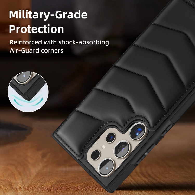 For Samsung Galaxy S24 Ultra 5G Down Jacket Card Bag Holder MagSafe Phone Case(Black) For Samsung Galaxy S24 Ultra 5G Down Jacket Card Bag Holder MagSafe Phone Case(Black)