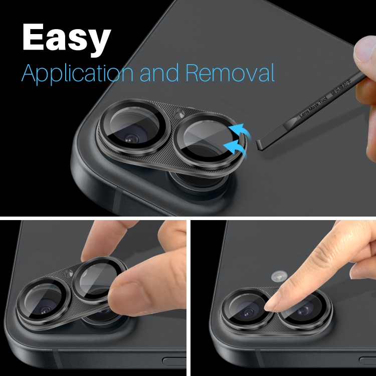 For iPhone 16 / 16 Plus NORTHJO CD Vein Camera Lens Protector Tempered Glass Rear Lens Film(Black) For iPhone 16 / 16 Plus NORTHJO CD Vein Camera Lens Protector Tempered Glass Rear Lens Film(Black)