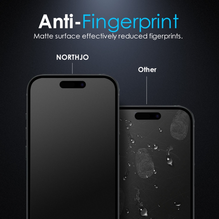 For iPhone 16 Pro Max NORTHJO Matte Silkscreen Anti-Fingerprint Tempered Glass Film For iPhone 16 Pro Max NORTHJO Matte Silkscreen Anti-Fingerprint Tempered Glass Film