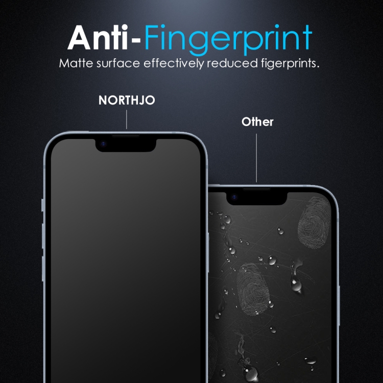 For iPhone 14 / 13 Pro / 13 NORTHJO Matte Silkscreen Anti-Fingerprint Tempered Glass Film For iPhone 14 / 13 Pro / 13 NORTHJO Matte Silkscreen Anti-Fingerprint Tempered Glass Film