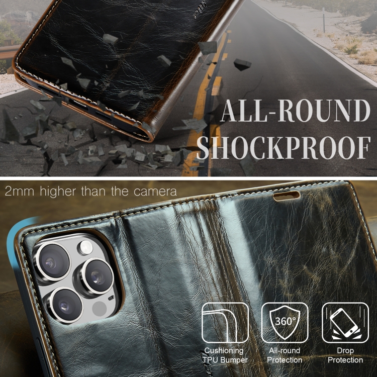 For iPhone 16 Pro CaseMe 003 Crazy Horse Texture Flip Leather Phone Case(Coffee) For iPhone 16 Pro CaseMe 003 Crazy Horse Texture Flip Leather Phone Case(Coffee)