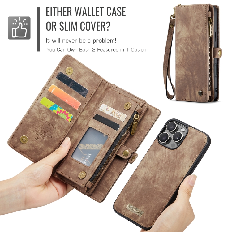For iPhone 16 Pro CaseMe 008 Detachable Multifunctional Leather Phone Case(Brown) For iPhone 16 Pro CaseMe 008 Detachable Multifunctional Leather Phone Case(Brown)