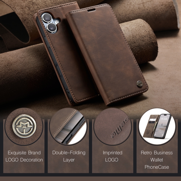 For iPhone 16 CaseMe 013 Multifunctional Horizontal Flip Leather Phone Case(Coffee) For iPhone 16 CaseMe 013 Multifunctional Horizontal Flip Leather Phone Case(Coffee)