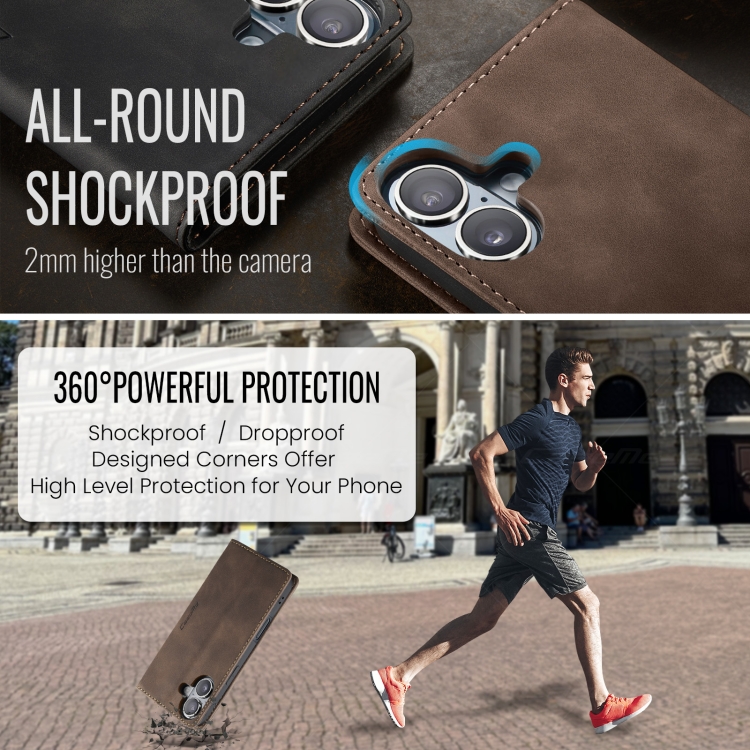 For iPhone 16 CaseMe 013 Multifunctional Horizontal Flip Leather Phone Case(Coffee) For iPhone 16 CaseMe 013 Multifunctional Horizontal Flip Leather Phone Case(Coffee)