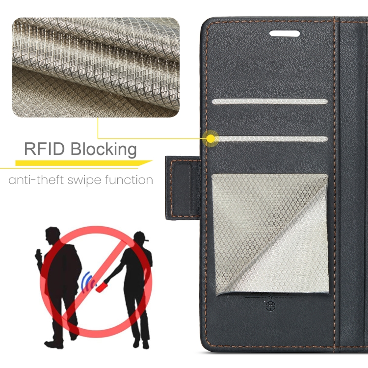 For iPhone 16 CaseMe 023 Butterfly Buckle Litchi Texture RFID Anti-theft Leather Phone Case(Black) For iPhone 16 CaseMe 023 Butterfly Buckle Litchi Texture RFID Anti-theft Leather Phone Case(Black)