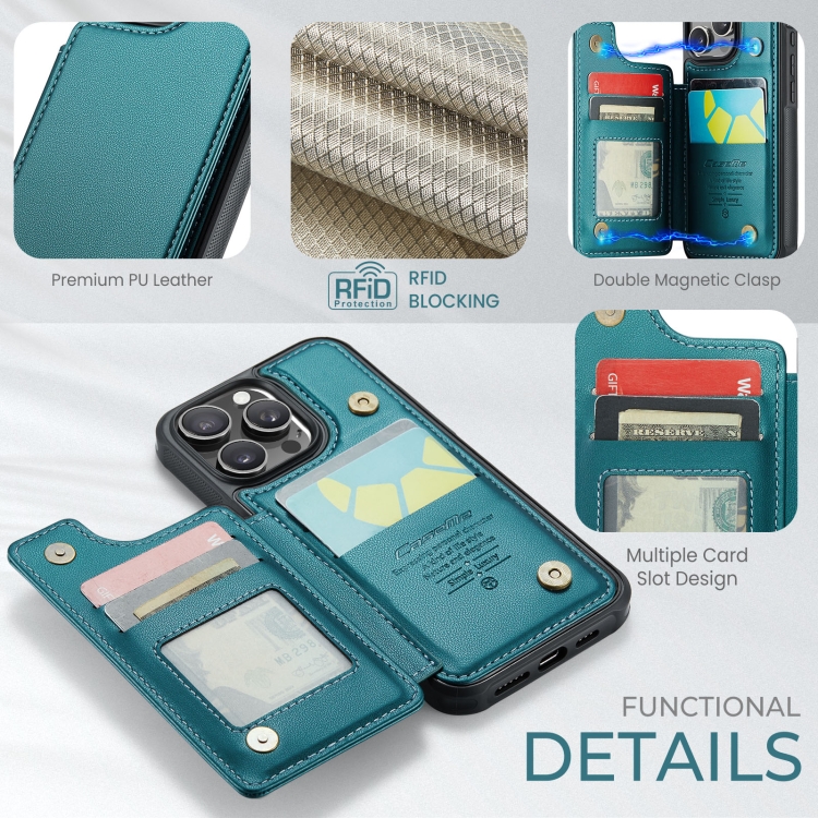 For iPhone 16 Pro CaseMe C22 Card Slots Holder RFID Anti-theft Phone Case(Green) For iPhone 16 Pro CaseMe C22 Card Slots Holder RFID Anti-theft Phone Case(Green)