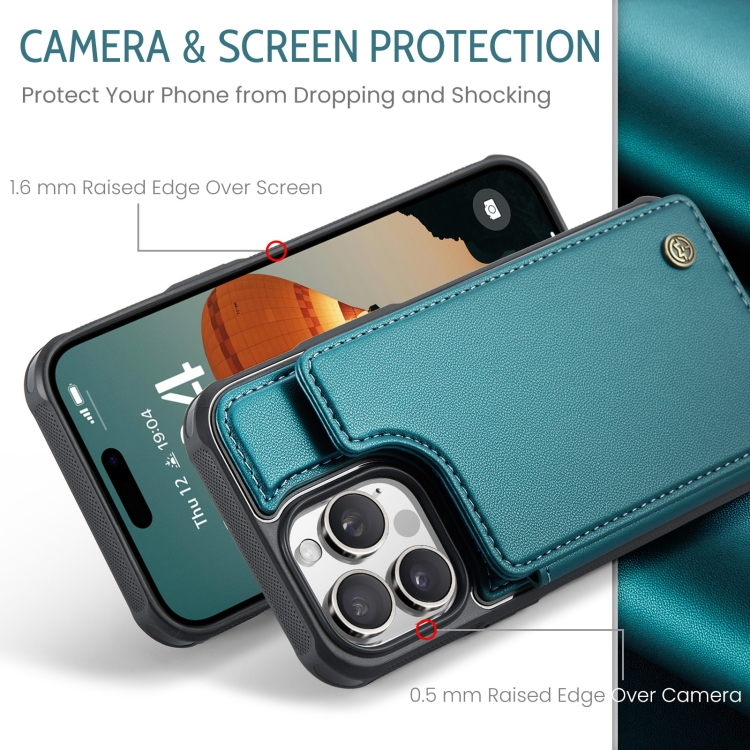 For iPhone 16 Pro CaseMe C22 Card Slots Holder RFID Anti-theft Phone Case(Green) For iPhone 16 Pro CaseMe C22 Card Slots Holder RFID Anti-theft Phone Case(Green)