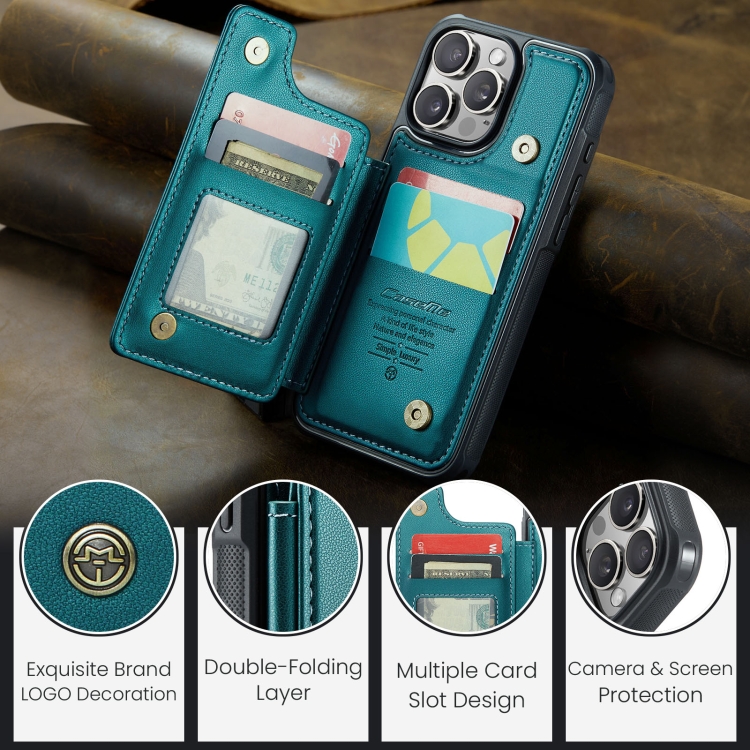 For iPhone 16 Pro CaseMe C22 Card Slots Holder RFID Anti-theft Phone Case(Green) For iPhone 16 Pro CaseMe C22 Card Slots Holder RFID Anti-theft Phone Case(Green)