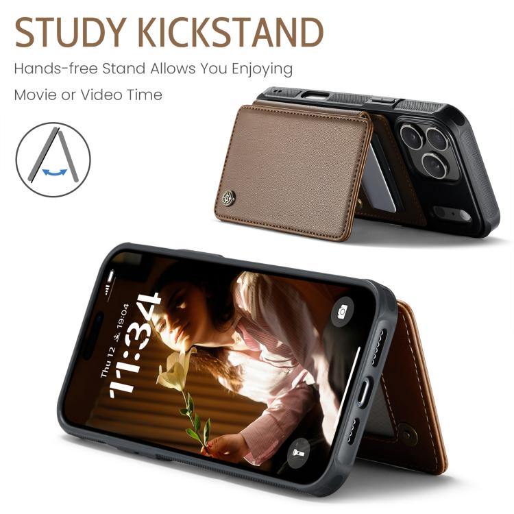 For iPhone 17 Pro Max CaseMe C22 Card Slots Holder RFID Anti-theft Phone Case(Brown) - 4