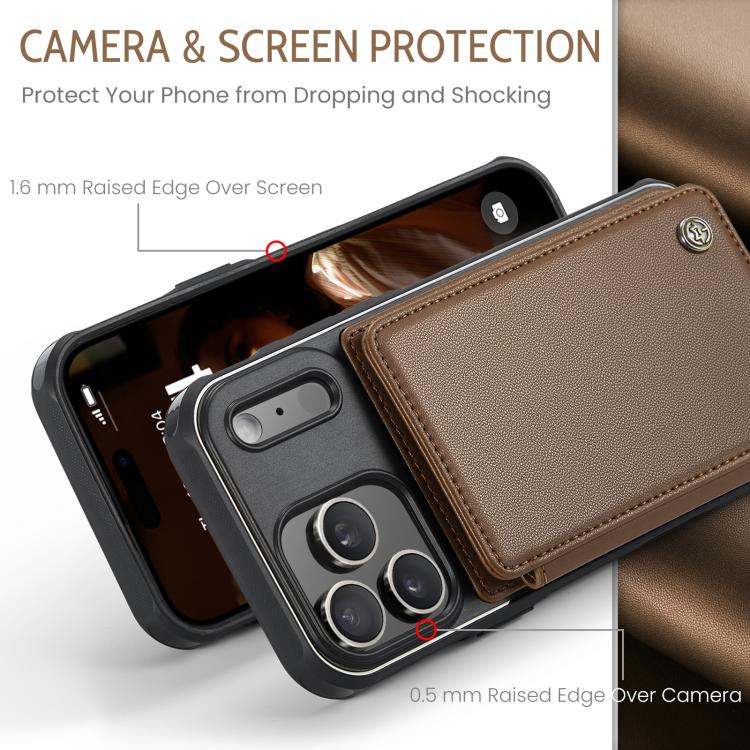 For iPhone 17 Pro Max CaseMe C22 Card Slots Holder RFID Anti-theft Phone Case(Brown) - 6