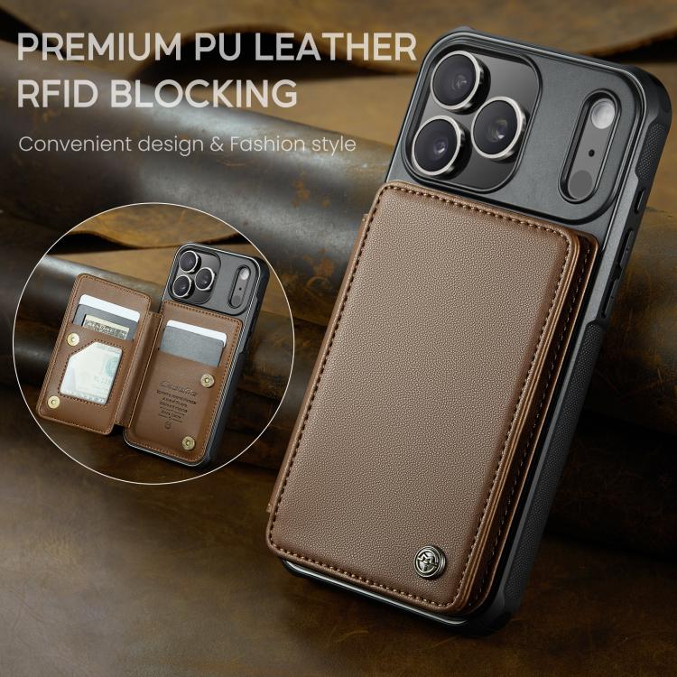For iPhone 17 Pro Max CaseMe C22 Card Slots Holder RFID Anti-theft Phone Case(Brown) - 7