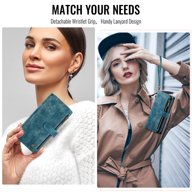 For iPhone 16 Pro CaseMe C30 Card Slots Zipper Wallet Leather Phone Case(Blue) For iPhone 16 Pro CaseMe C30 Card Slots Zipper Wallet Leather Phone Case(Blue)
