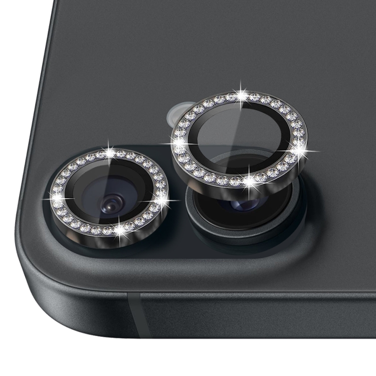 For iPhone 16 / 16 Plus NORTHJO Rhinestone Camera Lens Protector Tempered Glass Metal Ring Film(Graphite) For iPhone 16 / 16 Plus NORTHJO Rhinestone Camera Lens Protector Tempered Glass Metal Ring Film(Graphite)