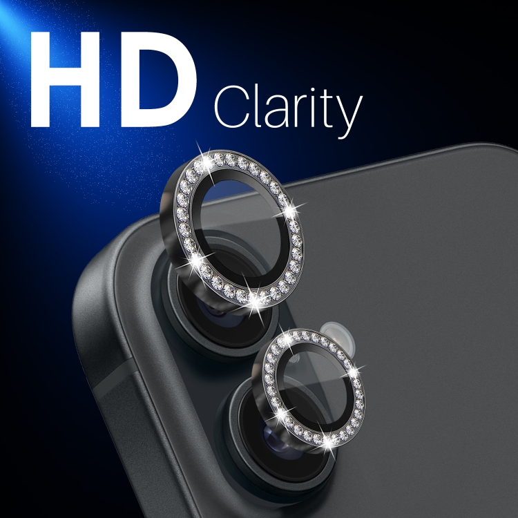 For iPhone 16 / 16 Plus NORTHJO Rhinestone Camera Lens Protector Tempered Glass Metal Ring Film(Graphite) For iPhone 16 / 16 Plus NORTHJO Rhinestone Camera Lens Protector Tempered Glass Metal Ring Film(Graphite)