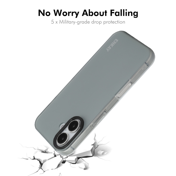 For iPhone 16 Plus ENKAY Hat-Prince Translucent Matte TPU Soft Phone Case(Grey) For iPhone 16 Plus ENKAY Hat-Prince Translucent Matte TPU Soft Phone Case(Grey)