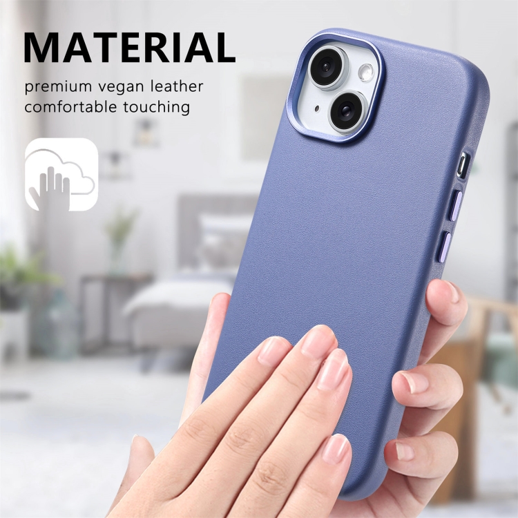 For iPhone 15 Electroplated Metal Button Shockproof Phone Case(Blue) For iPhone 15 Electroplated Metal Button Shockproof Phone Case(Blue)