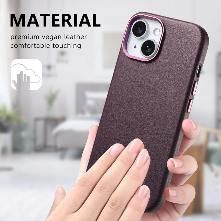 For iPhone 15 Plus Electroplated Metal Button Shockproof Phone Case(Purple) For iPhone 15 Plus Electroplated Metal Button Shockproof Phone Case(Purple)