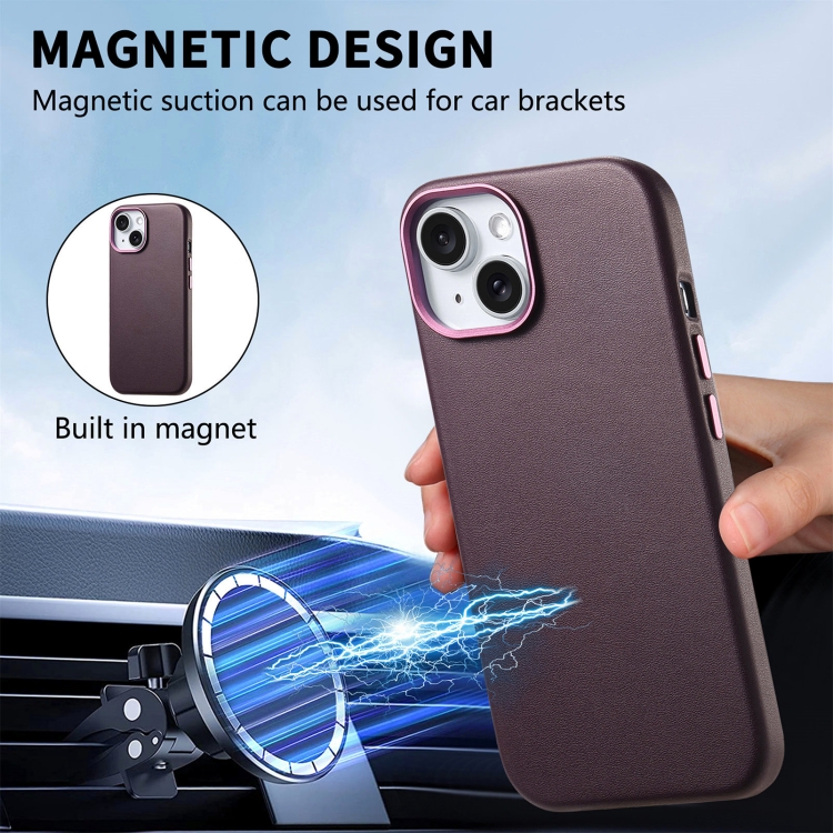For iPhone 15 Plus Electroplated Metal Button Shockproof Phone Case(Purple) For iPhone 15 Plus Electroplated Metal Button Shockproof Phone Case(Purple)