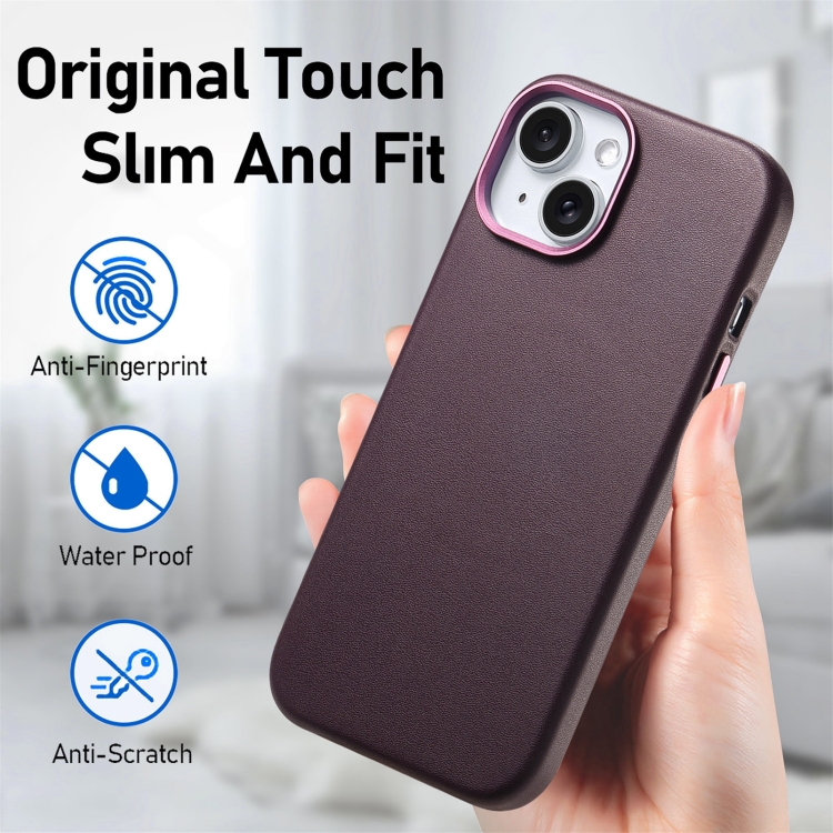 For iPhone 15 Plus Electroplated Metal Button Shockproof Phone Case(Purple) For iPhone 15 Plus Electroplated Metal Button Shockproof Phone Case(Purple)