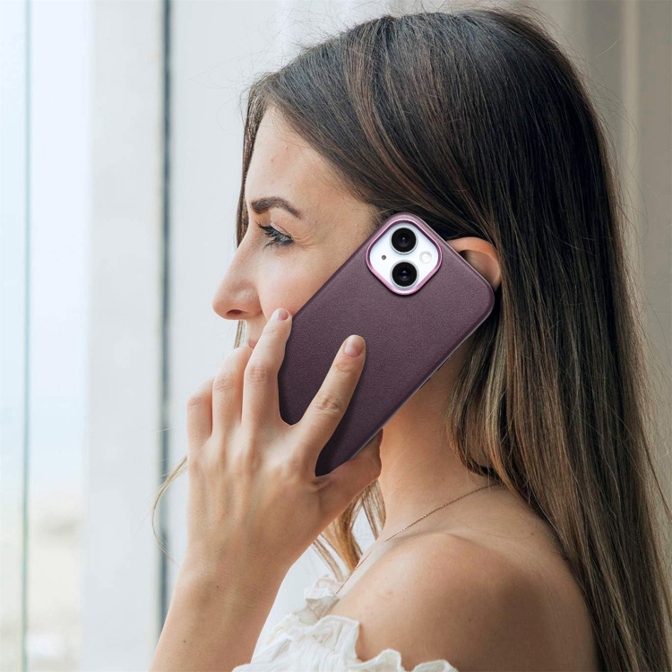 For iPhone 15 Plus Electroplated Metal Button Shockproof Phone Case(Purple) For iPhone 15 Plus Electroplated Metal Button Shockproof Phone Case(Purple)