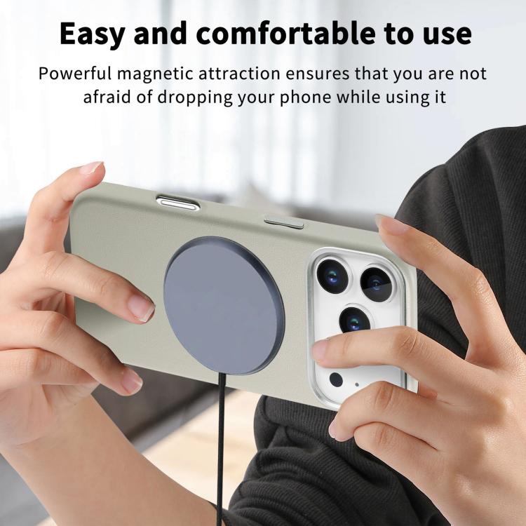 For  iPhone 18 Pro Electroplated Metal Button MagSafe Phone Case(White)