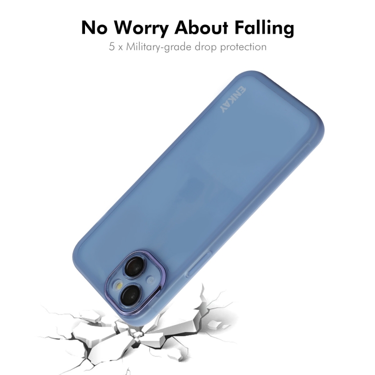 For iPhone 15 ENKAY Hat-Prince Translucent Matte TPU Phone Case with Lens Film + 9H Big Arc Edge Film(Blue) For iPhone 15 ENKAY Hat-Prince Translucent Matte TPU Phone Case with Lens Film + 9H Big Arc Edge Film(Blue)