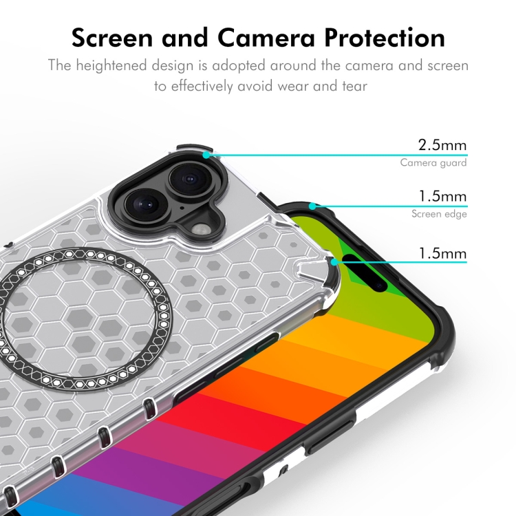 For iPhone 16 Plus ENKAY Hat-Prince Honeycomb MagSafe Shockproof Phone Case with Large Arc Edge Film(White) For iPhone 16 Plus ENKAY Hat-Prince Honeycomb MagSafe Shockproof Phone Case with Large Arc Edge Film(White)