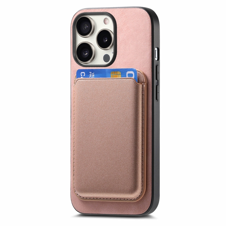 For iPhone 16 Pro Retro Magsafe Card Bag PU Back Cover Phone Case(Pink) For iPhone 16 Pro Retro Magsafe Card Bag PU Back Cover Phone Case(Pink)