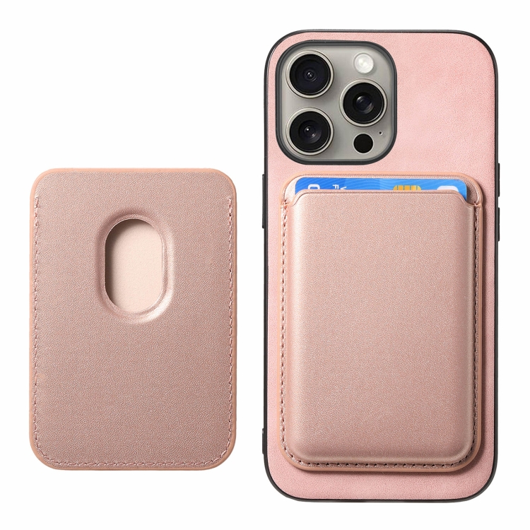 For iPhone 16 Pro Retro Magsafe Card Bag PU Back Cover Phone Case(Pink) For iPhone 16 Pro Retro Magsafe Card Bag PU Back Cover Phone Case(Pink)