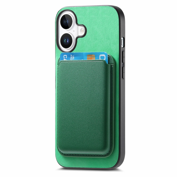For iPhone 16 Plus Retro Magsafe Card Bag PU Back Cover Phone Case(Green) For iPhone 16 Plus Retro Magsafe Card Bag PU Back Cover Phone Case(Green)