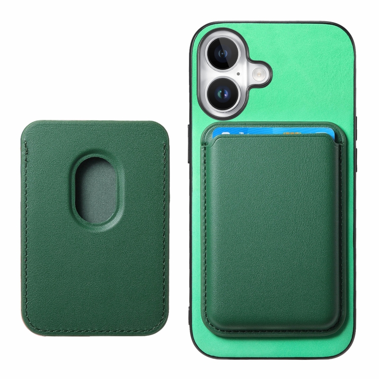 For iPhone 16 Plus Retro Magsafe Card Bag PU Back Cover Phone Case(Green) For iPhone 16 Plus Retro Magsafe Card Bag PU Back Cover Phone Case(Green)