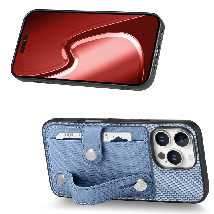 For iPhone 16 Pro Wristband Kickstand Card Wallet Back Phone Case with Tool Knife(Blue) For iPhone 16 Pro Wristband Kickstand Card Wallet Back Phone Case with Tool Knife(Blue)
