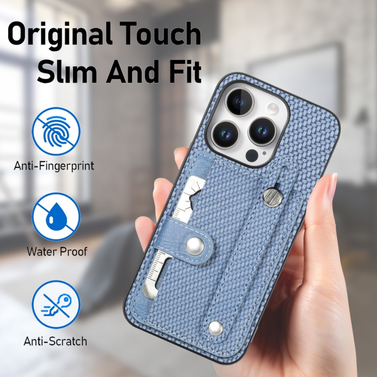 For iPhone 16 Pro Wristband Kickstand Card Wallet Back Phone Case with Tool Knife(Blue) For iPhone 16 Pro Wristband Kickstand Card Wallet Back Phone Case with Tool Knife(Blue)