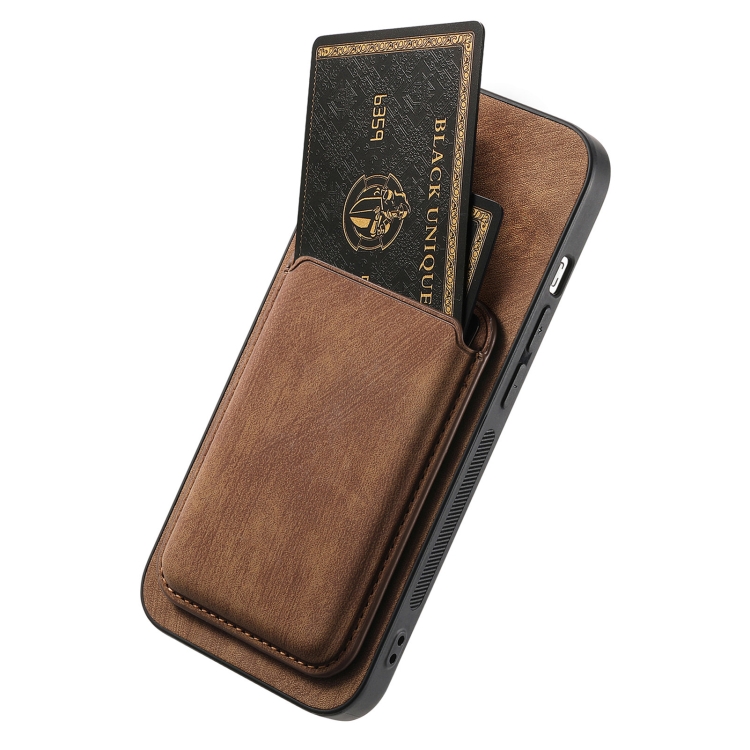 For iPhone 16 Plus Retro Leather Card Bag Magnetic Phone Case(Brown) For iPhone 16 Plus Retro Leather Card Bag Magnetic Phone Case(Brown)