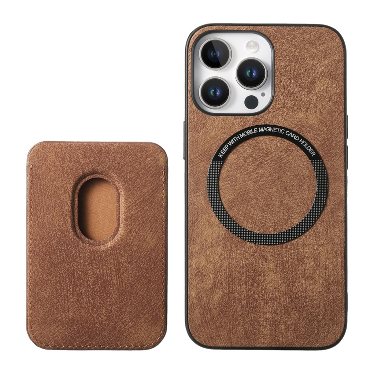 For iPhone 16 Pro Retro Leather Card Bag Magnetic Phone Case(Brown) For iPhone 16 Pro Retro Leather Card Bag Magnetic Phone Case(Brown)