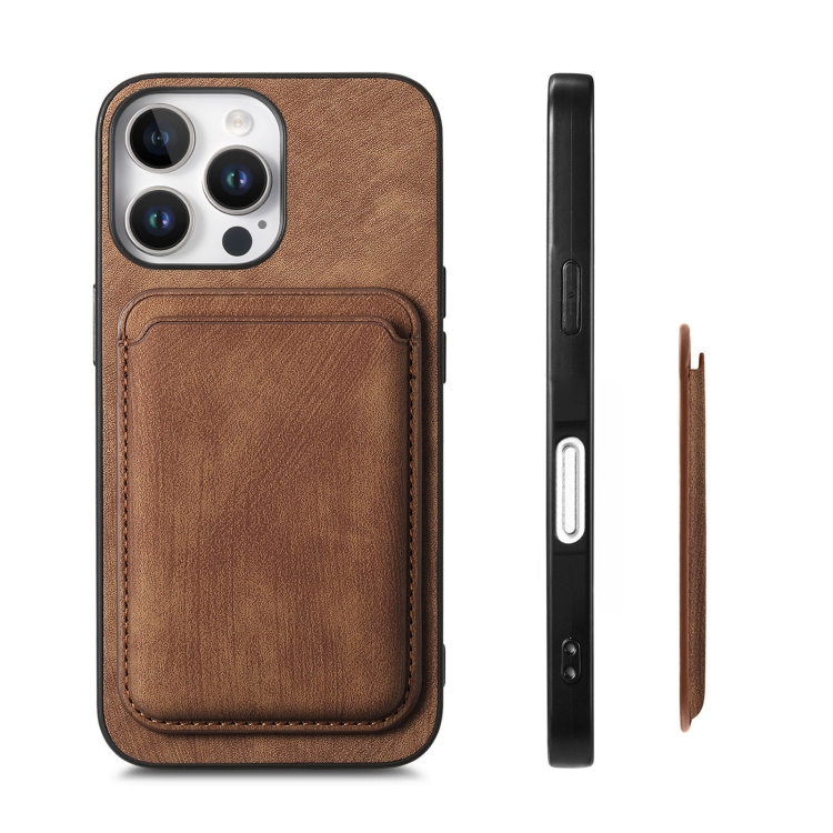 For iPhone 16 Pro Retro Leather Card Bag Magnetic Phone Case(Brown) For iPhone 16 Pro Retro Leather Card Bag Magnetic Phone Case(Brown)